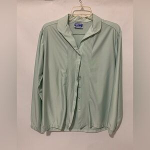 Ship’N Shore Mint Green Pintuck Button-Front Blouse